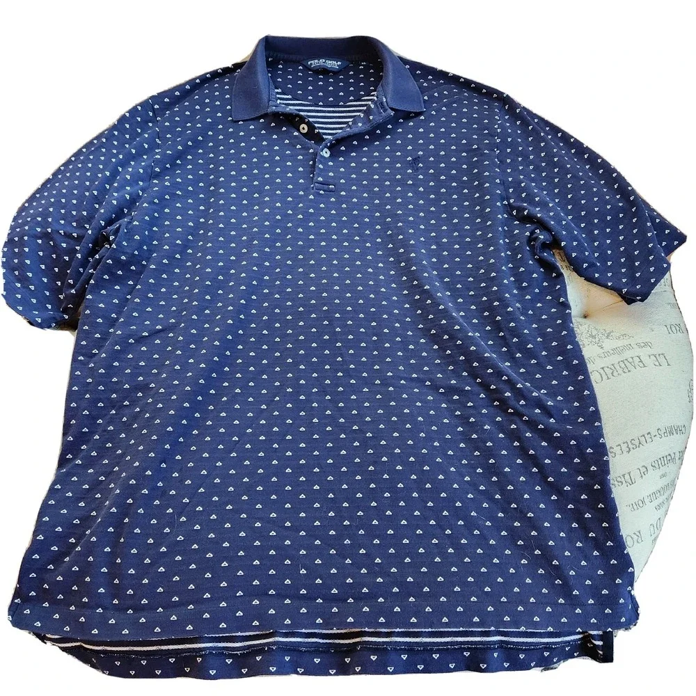POLO RALPH LAUREN Shirt Mens  Extra Large Golf Short Sleeve‎ Teal Navy Blue XL